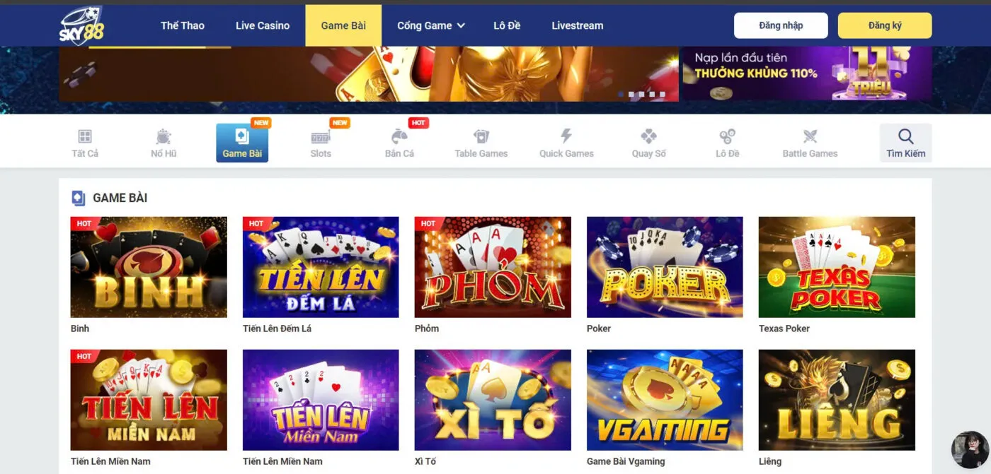 Nhà cái Sky88 nổi bật với kho trò chơi đa dạng phù hợp với đa số nhu cầu của người chơi